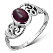 Ethnic Garnet Stone Silver Ring, r192